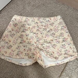Altar'd State Cream Floral High Waist Shorts